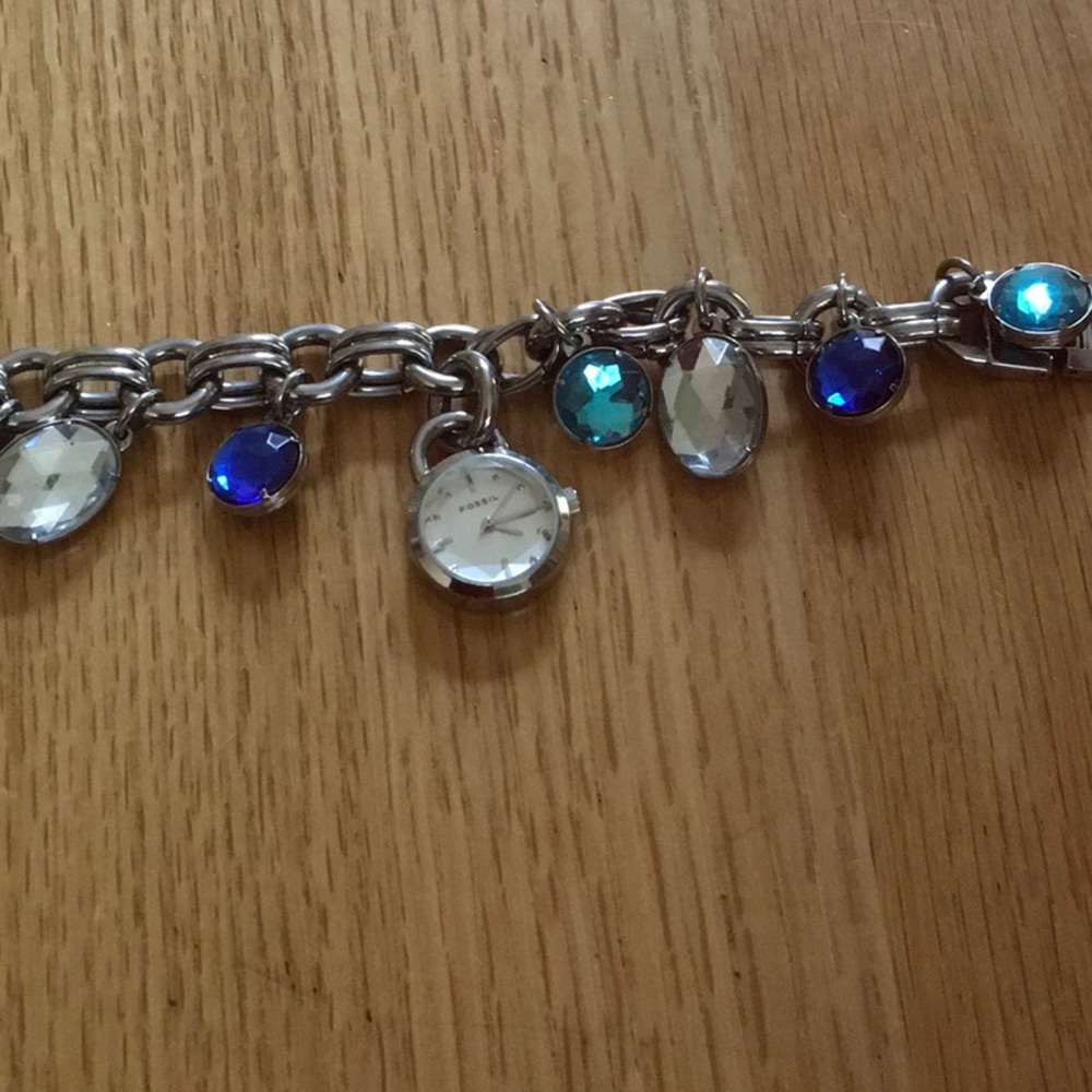 Fossil bracelet watch with assorted stones